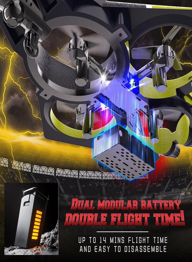 بيزغار طائرة بيزجار RC، طائرة تحكم عن بعد بتردد 2.4 جيجاهرتز بستة محاور جيروسكوب، طائرة تحكم عن بعد بالإيماءات، لعبة طائرة مقاتلة قلابة 360 درجة، ألعاب للأعمار من 8 إلى 13 عامًا مع أضواء ملاحة LED ملونة باللون الأخضر - Image 4